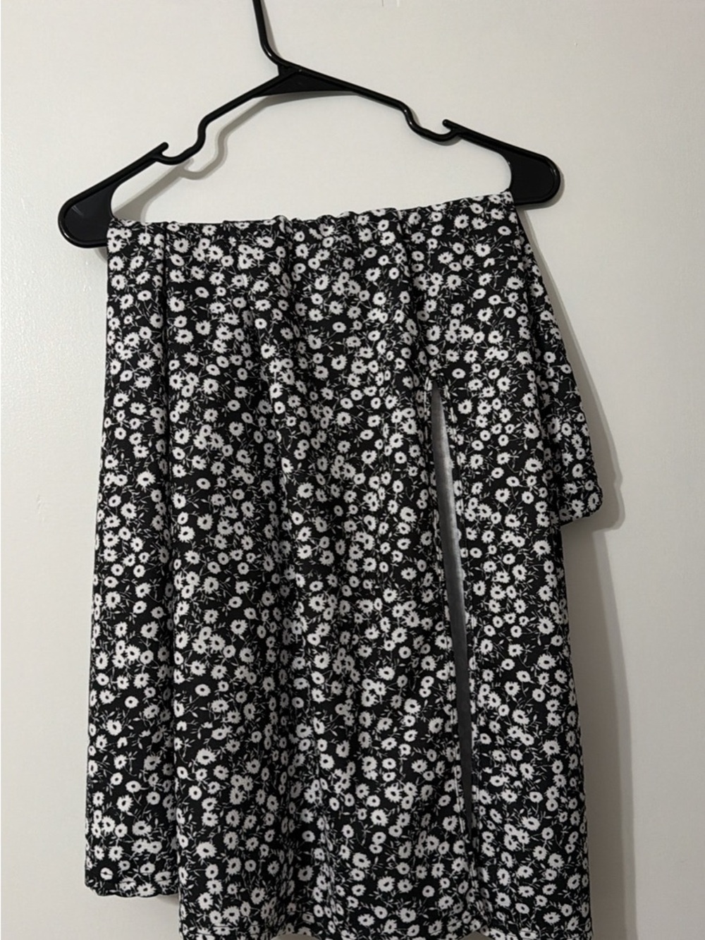 Black and White Floral A-Line Skirt